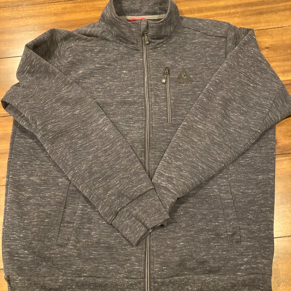 GERRY Blue Heathered full zip sweater / sweatshirt / light jacket.